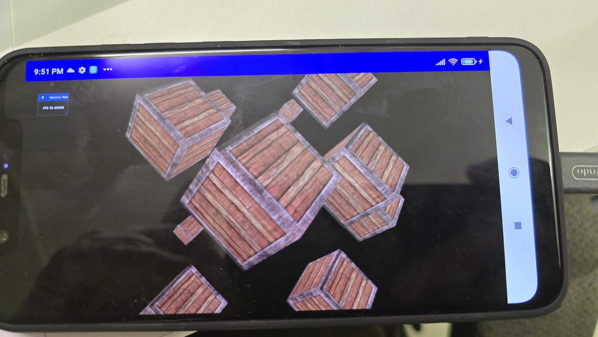 Showing rotating cubes on Android