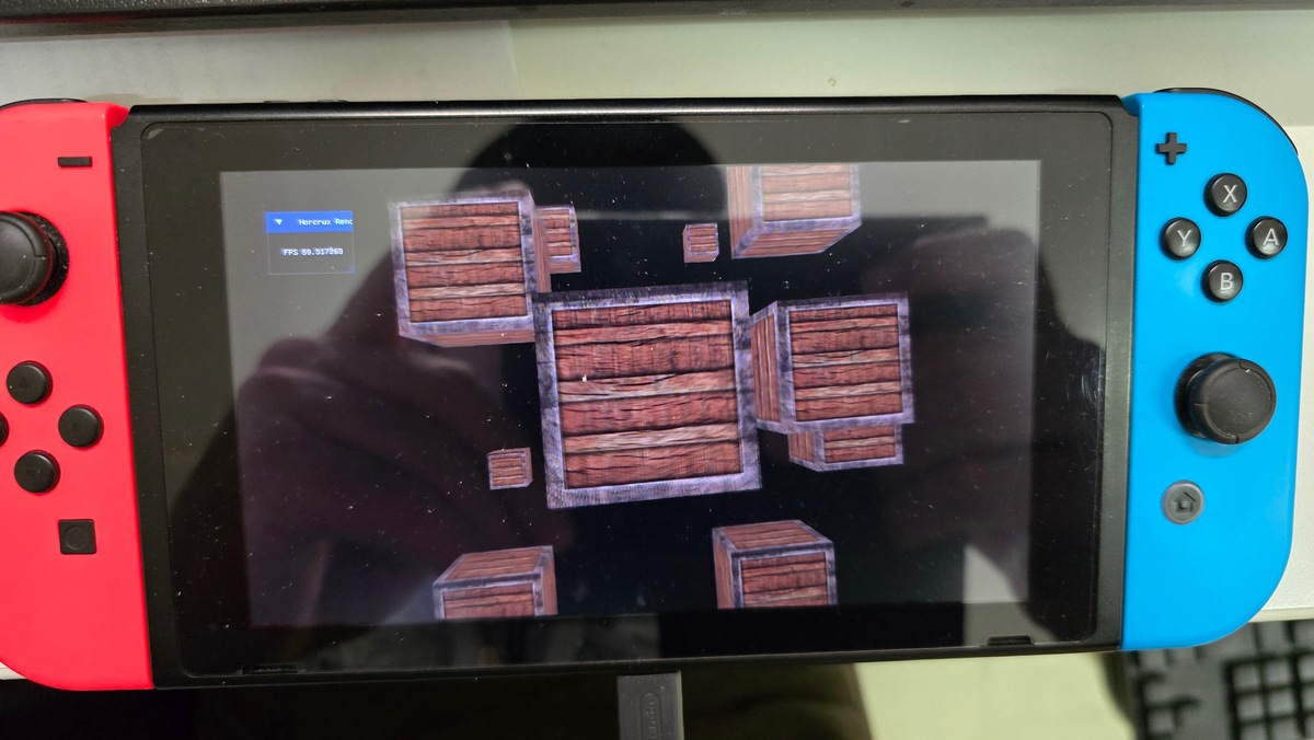 The school devkit with the rotating cubes running
