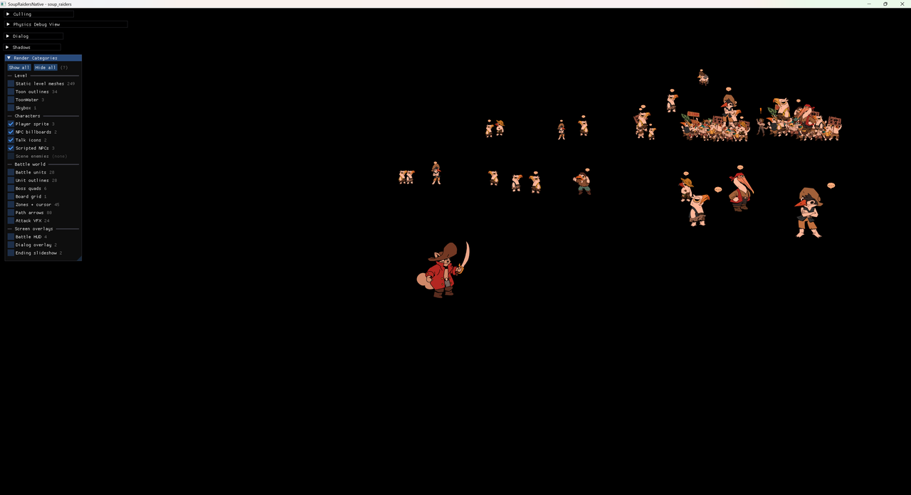The Red Island docks with all moving characters included